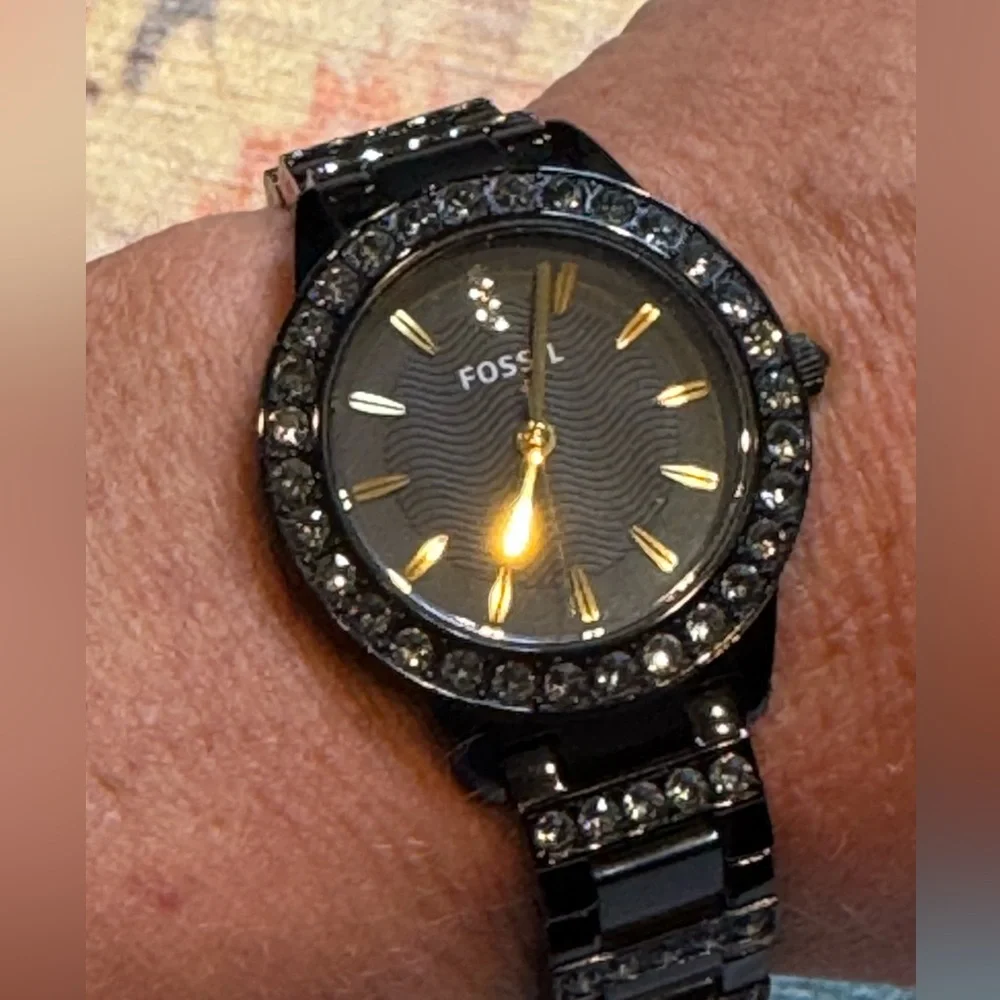 FOSSIL Women’s ES3649 Jesse Crystal Accented Black Stainless Steel Watch - Picture 7 of 9